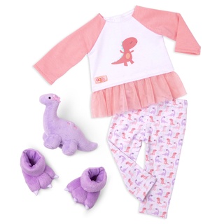 Our Generation -DELUXE DINOSAUR PRINT PAJAMA OUTFIT (BD30474) - ชุดนอนลายไดโนเสาร์ พร้อมตุ๊กตาไดโนเสาร์สำหรับตุ๊กตา