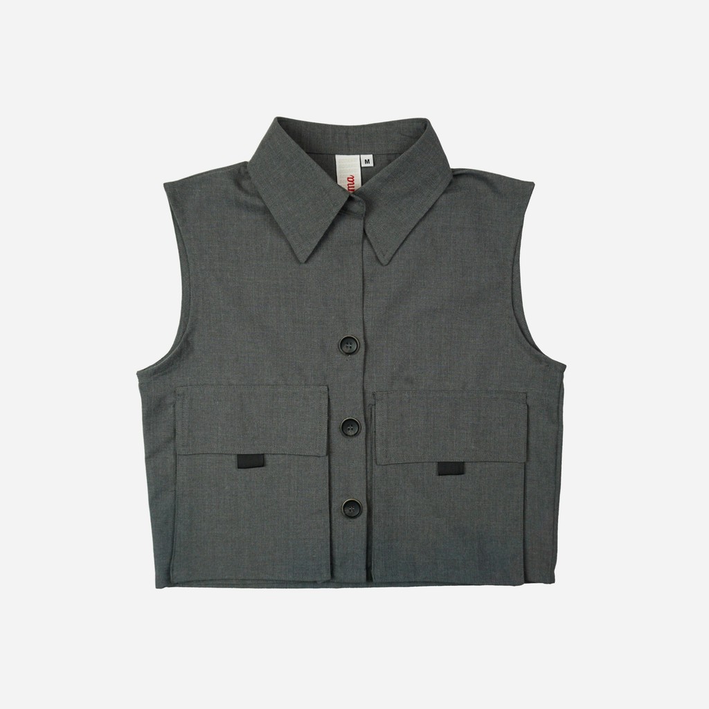 KITMA GODANG เสื้อแขนกุด กระเป๋าหน้า รุ่น Camp สี Gray