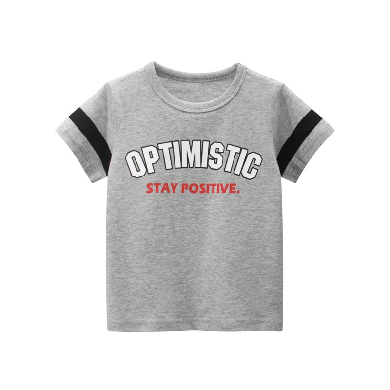 เสื้อยืดแขนสั้น ผ้าฝ้าย พิมพ์ลายตัวอักษร สําหรับเด็กผู้ชาย