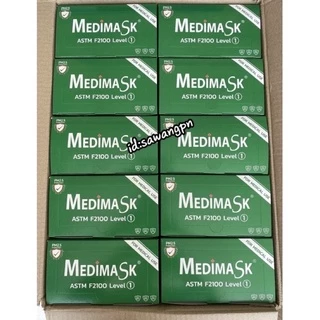 หน้ากากอนามัย Medimask 3ชั้น 50ชิ้นต่อกล่อง เกรดการแพทย์ ใช้ในโรงพยาบาล ผลิตในไทย ราคาเหมาลัง