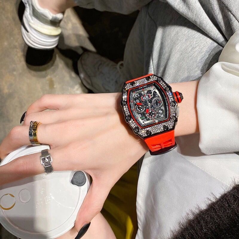 ∏❈✠Richard s high-end Diamond Watch Men s Tritium TREND TOP Ten แบรนด์ Miller นาฬิกาหน้าปัดขนาดใหญ่นาฬิกาผู้หญิงนาฬิกาคู