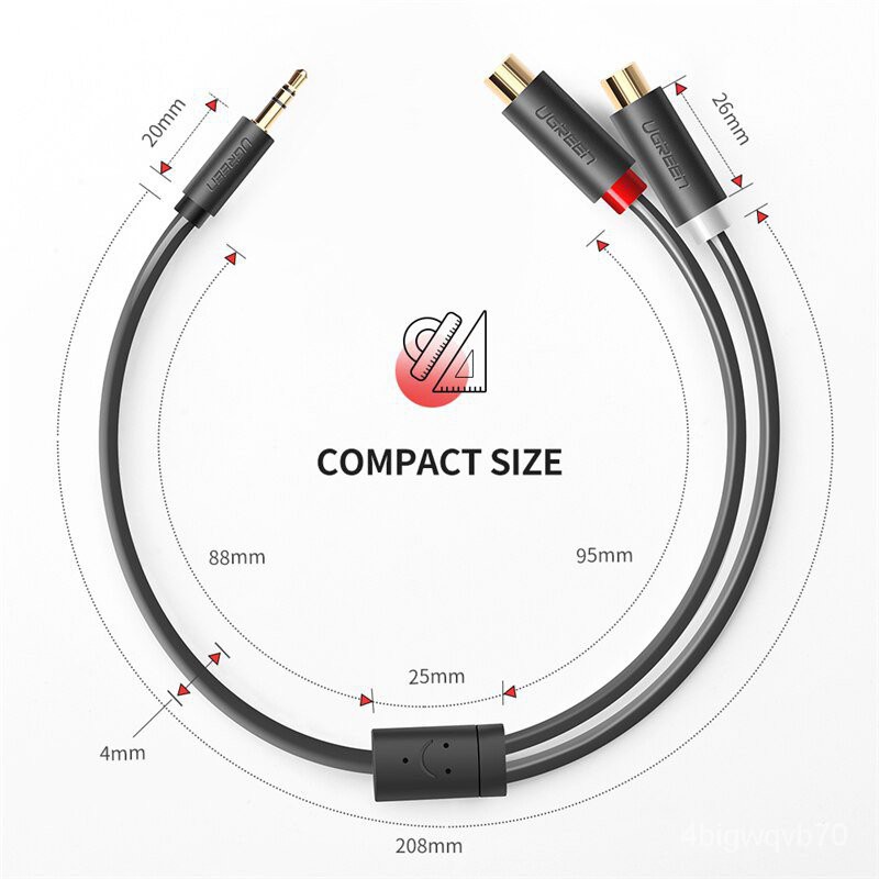 EMK RCA Cable 2RCA to 3.5mm Audio Cable RCA to 3.5mm Jack RCA AUX Cable for Amplifier, Subwoofer, Audio Mixer, Soundbar, DVD - 44