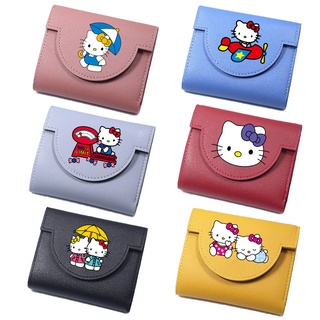 กระเป๋าสตางค์ ใบสั้น ลายการ์ตูน Hello Kitty น่ารัก ใส่บัตรได้ สําหรับผู้ชาย และผู้หญิง