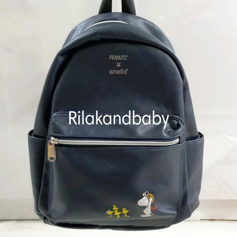 ⭐ส่งต่อ⭐anello x Peanuts กระเป๋าเป้ Backpack Mini รุ่น OS-S038 สี Navy