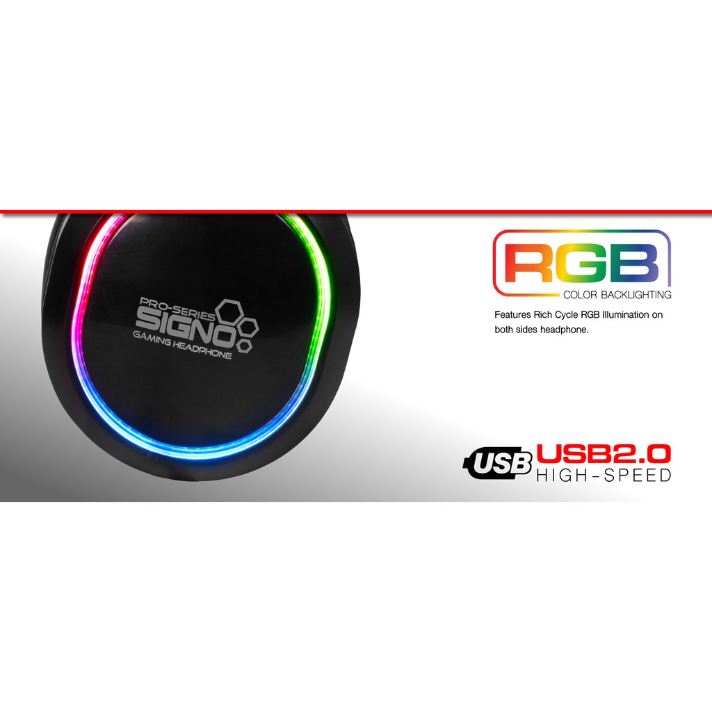 หูฟังเกมมิ่ง SIGNO MIXXER HP-829 Gaming Headset 7.1 Surround Sound RGB รับประกันศูนย์1ปี
