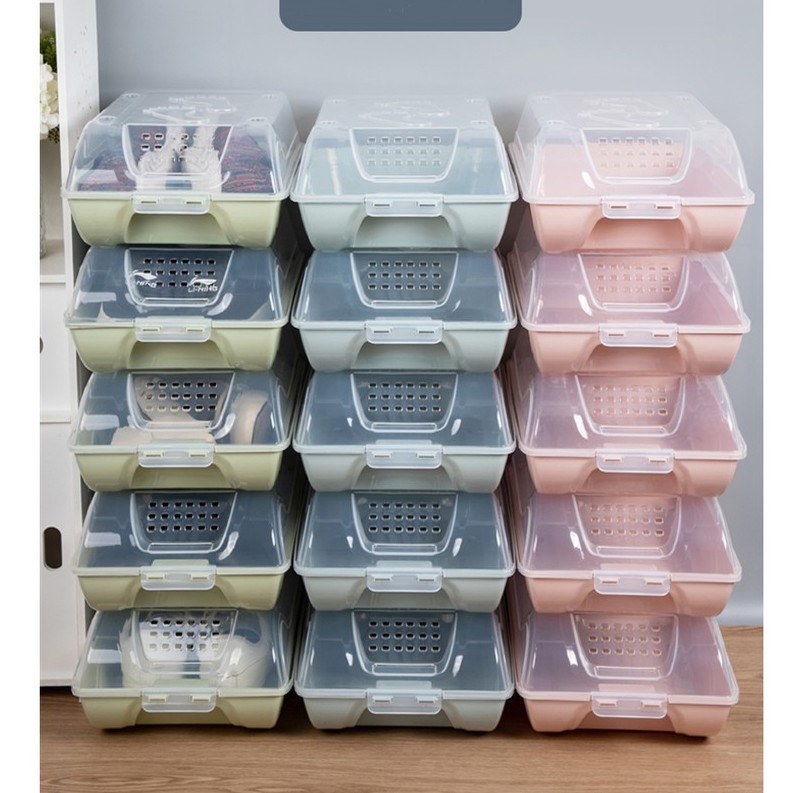 กล่องรองเท้า ชาย/หญิง ชั้นวางรองเท้า วางซ้อนต่อได้หลายชั้น #H3100