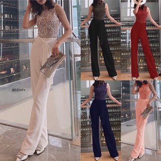 SS8021 Jumpsuit จั้มสูทขายาว + สายผูกเอว