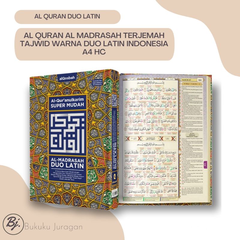 AL QURAN AL MADRASAH TRANSLATION TAJWID COLOR DUO LATIN INDONESIA A4 HC SUPER EASY AL QOSBAH