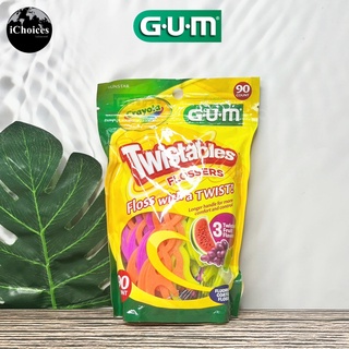 [GUM] Crayola Twistables Flossers, Floss with a twist, Twisted Fruit Flavors 90 Count ไหมขัดฟัน สำหรับเด็ก กลิ่นผลไม้