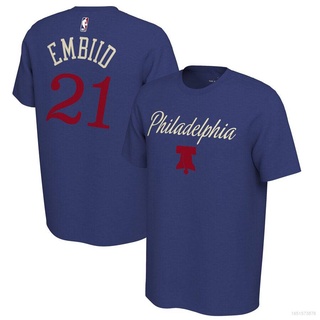 เสื้อยืดคอกลม แขนสั้น ลาย NBA 76ers Embiid Simmons Jersey Fan ทรงหลวม สําหรับทุกเพศ