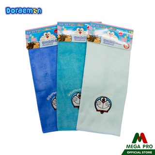 Megapro - ผ้าอเนกประสงค์ ไมโครไฟเบอร์ ปักหน้าโดเรม่อน Doraemon 28x48cm.