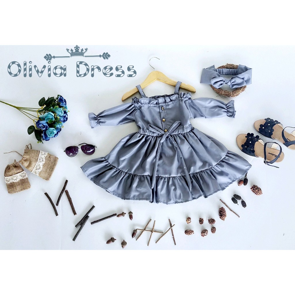 BAJUNIK OLIVIA STYLE CHILDRENS DRESS IN GREY/GIRLS DRESS/CHILDRENS DRESS
