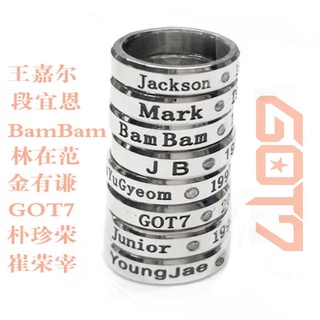 Got7 BamBam Jackson Mark BamBam JB KimYuGyeom Junior YoungJae สร้อยคอแหวน เหล็กไทเทเนียม ประดับเพชร แหวนสเตนเลส