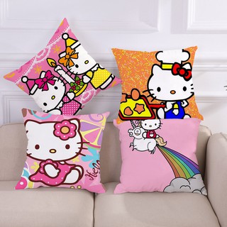 New Decorative Hello Kitty Print Pillow Case Home Sofa Zippered Throw Cushion