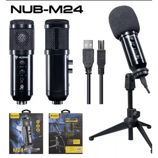 Nubwo M24 ไมโคโฟน CONDENSER MICROPHONE USB พร้อมขาตั้ง+HEADPHONE JACK ใช้งานง่าย