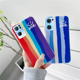 เคสโทรศัพท์ Phone Case OPPO Reno7 Pro Reno6 Z Pro 5G Rainbow Color Stripe Casing Silicone Softcase Shockproof Protective Shell เคส