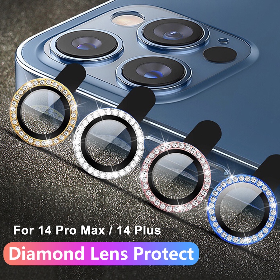 แหวนโลหะ ป้องกันเลนส์กล้อง ประดับเพชร วิบวับ สําหรับ iPhone 14 15 13 12 11 Pro Max mini 14 15 Plus