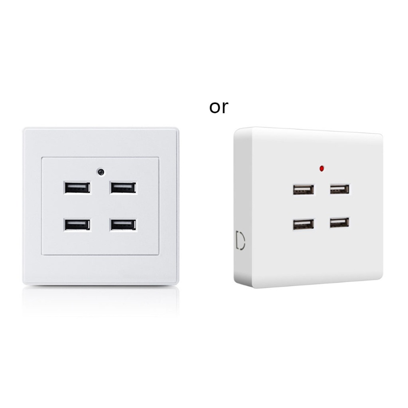 Fa USB Mounting Charger Power Adapter Plug Outlet Grounded Wall Socket 2 4 พอร์ต