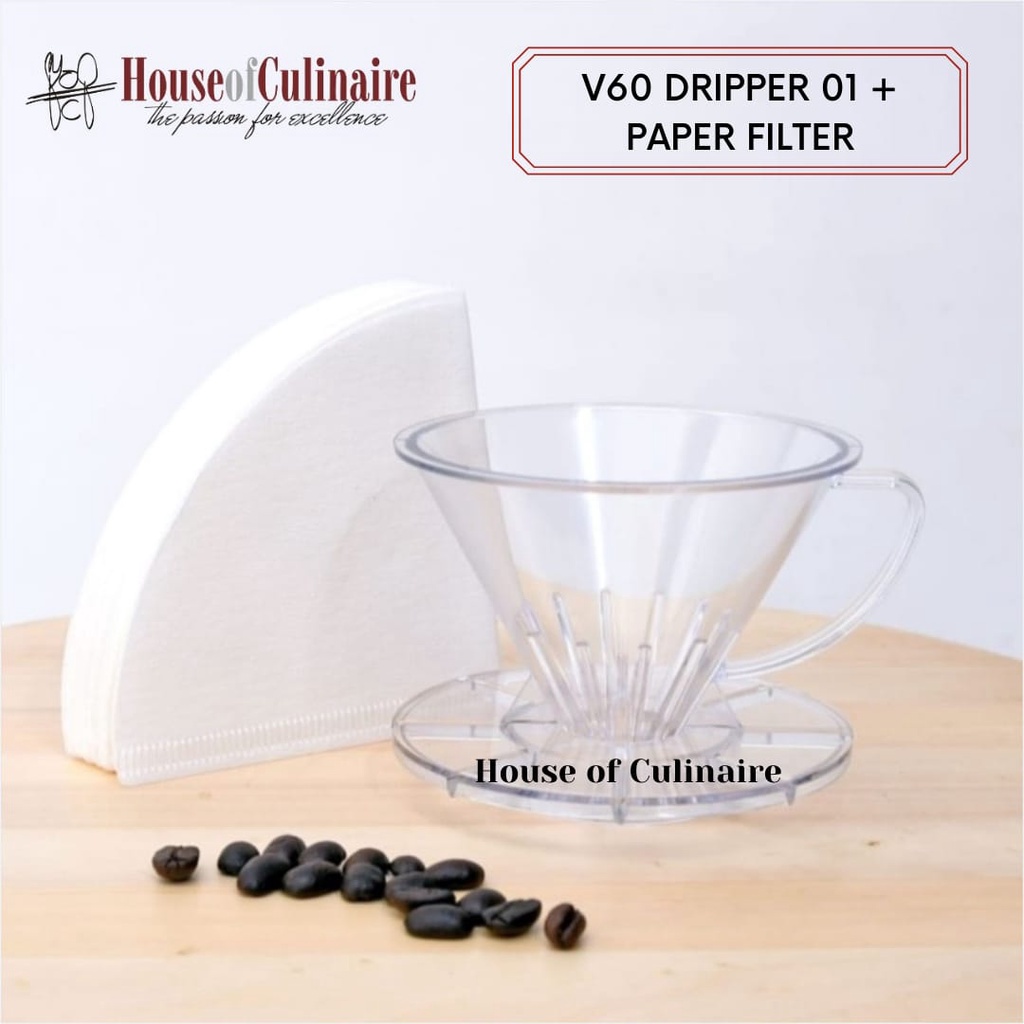 V60 Dripper 01 Suji Clear Package + กระดาษกรอง 01 สีขาว