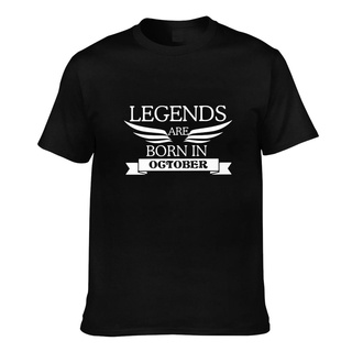 ผ้าฝ้ายคอกลมเสื้อยืด ผ้าฝ้าย พิมพ์ลาย Legends Are Born In October Birthday สําหรับผู้ชายfrom S-4XL