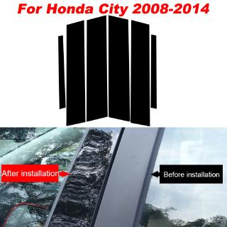 สติ๊กเกอร์ติดกระจกรถยนต์สีดํา 6 ชิ้นสําหรับ honda city 2008-201