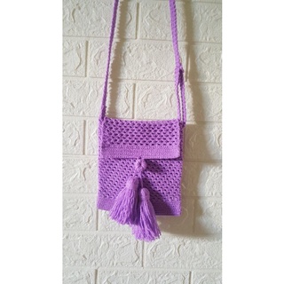 กระเป๋าถักไหมพรม ปรับสายได้ ขนาด 19.5 ×17cm.