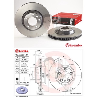 09 A063 11 จานเบรค ล้อ F-R (ยี่ห้อ BREMBO) รุ่น HC UV PORSCHE Cayenne right ล้อ18"นิ้ว ปี2002-&gt;