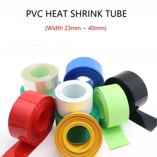 10เมตร ความกว้าง  23mm  27mm  29.5mm  31mm 36mm  40mm  PVC  ความร้อนหดหลอดฉนวนฟิล์มห่อ 18650 แบตเตอรี่ลิเธียมป้องกัน Warp ฉนวนสาย