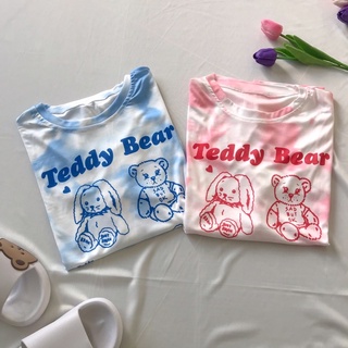 เสื้อมัดย้อม ลายหมีสุดน่ารัก🧸✨สีสีสดใส✨🌈