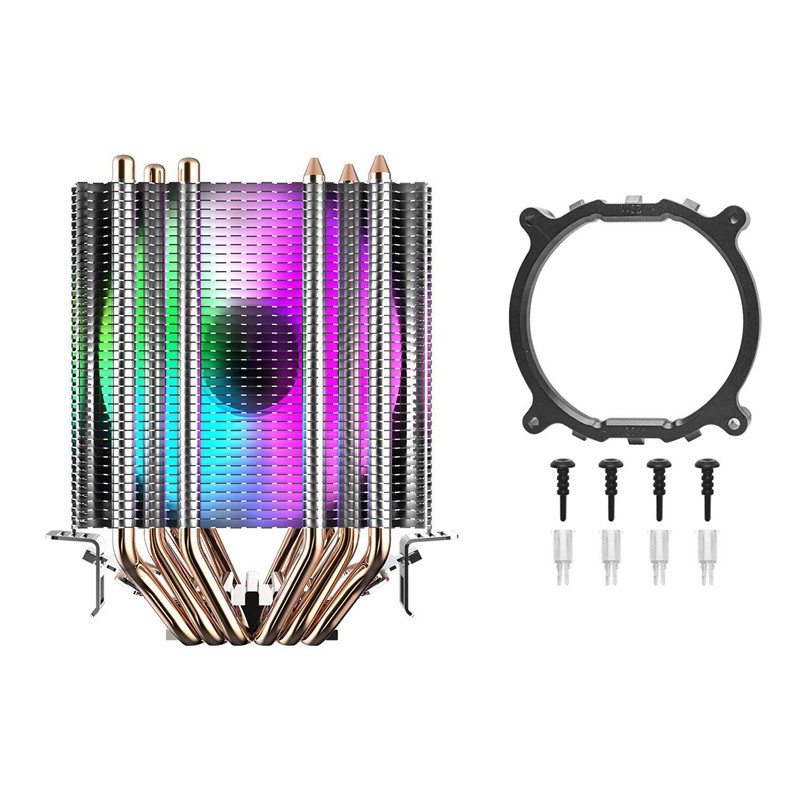 Cpu Air Cooler 6 Heat Pipes Twin-Tower Heatsink With 90Mm Rainbow Led ...