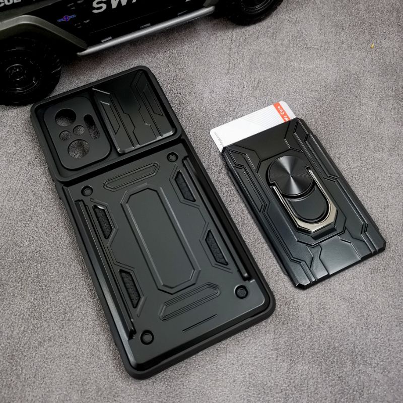 Xiaomi Redmi Note 10 Pro - CardX Flip Lens Card Ring Armor Case