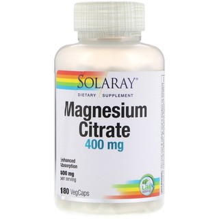 🌟Pre-Order🌟 Solaray, Magnesium Citrate, 400 mg, 180 VegCaps🇺🇸