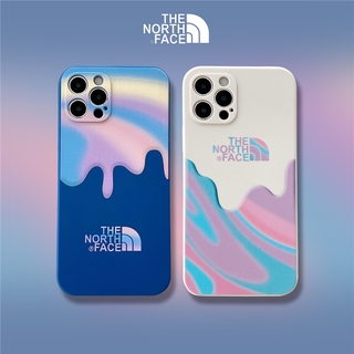 เคสโทรศัพท์มือถือซิลิโคน TPU พิมพ์ลายภาพวาดสีน้ำ ตัวอักษร The North Face สำหรับ iPhone 13 Pro Max 12 11 X XR Xs Max