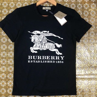 เสื้อยืดโอเวอร์ไซส์เสื้อยืดแขนสั้น ผ้าฝ้าย พิมพ์ลายป้าย BurberryS-3XL