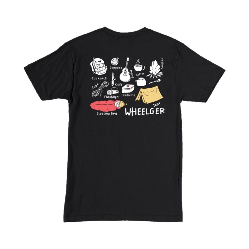 เสื้อยืด Wheelger Camping gear - สีดํา