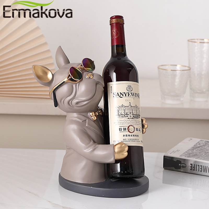 ERMAKOVA Nordic Minimalist Creative Wine Holder Bulldog Statue Animal ...