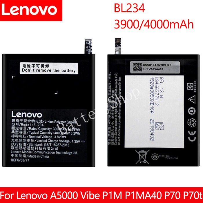 แบตเตอรี่ Lenovo A5000 Vibe P1M P1MA40 P70 P70t P70-T P70A P70-A BL234 3900/4000mAh akku Li - ion
