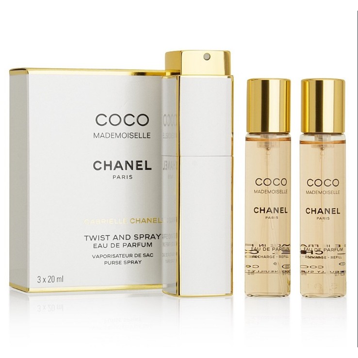 ของแท้ น้ำหอม Chanel Coco Mademoiselle EDP Gabrielle Twist And Spray (3 ชิ้น) 3 x 20 ml.