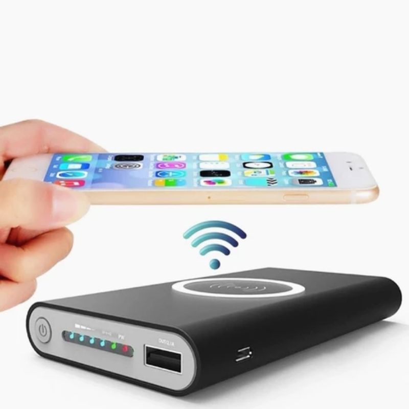 Powerbank+Wireless10000Mah Bank Built-In Wireless Charger  แบบพกพา QI Power Bank สำหรับสมาร์ทโฟน