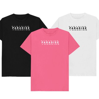 เสื้อยืด PARADISE คอกลม แขนสั้น สีขาว สีดำ ลายสีทอง มีเก็บปลายทาง