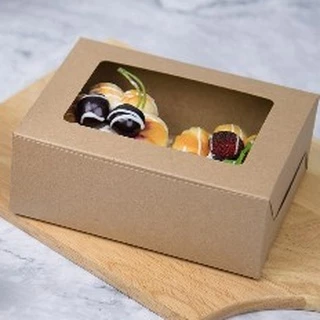 Boxjourney กล่องสแน็คบ็อกซ์ FB สีหน้าต่าง / ไม่มีหน้าต่าง 12x16x6 ซม. (20 ใบ/แพค) กล่องจัดเบรค กล่องขนม