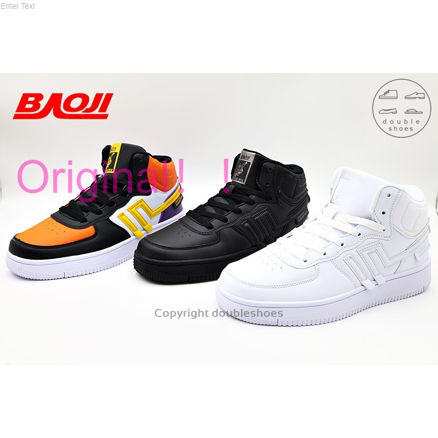 hot BAOJI ของแท้ 100% รองเท้าผ้าใบ รองเท้าผ้าใบหุ้มข้อ รุ่น BJM489 (ดำ /ขาว/ ดำส้ม) ไซส์ 41-45