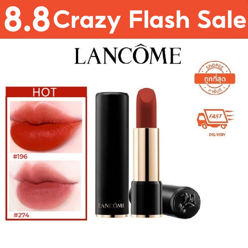 [แท้100%/พร้อมส่ง]ลิปสติก Lancome Lipstick 196 L'Absolu Rouge Drama Matte สี196/274 1.8g