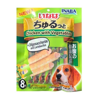 Inaba อินาบะ ขนมสุนัขสติ๊กสอดใส้ครีมเลีย สำหรับสุนัขทุกสายพันธุ์ 80 g, 8 ชิ้น (สินค้าหมดอายุ) (ใกล้หมดอายุ)
