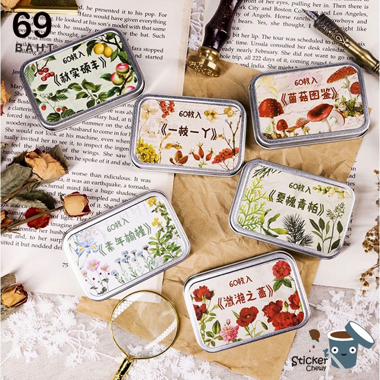 [พร้อมส่ง] สติกเกอร์ลายดอกไม้พันธ์ุต่างๆ สไตล์วินเทจ สติกเกอร์เนื้อกระดาษวาชิ ลายดอกไม้ สติกเกอร์ไดคัท สติกเกอร์น่ารัก