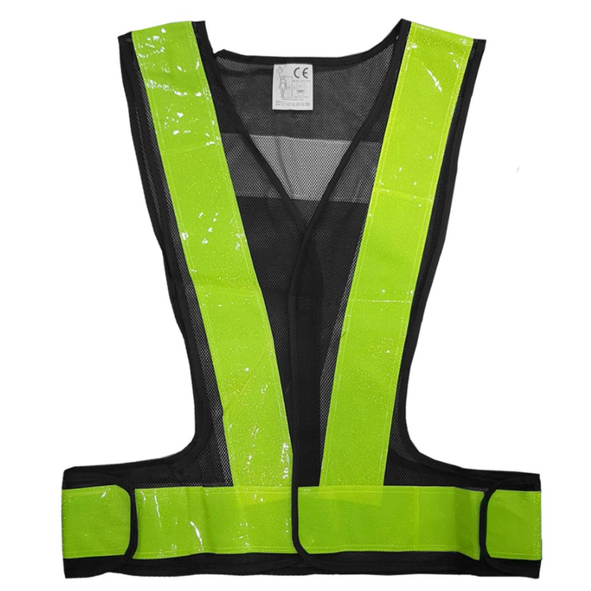 เสื้อกั๊กสะท้อนแสง ทรงวี Fluorescent แถบ 3 นิ้ว