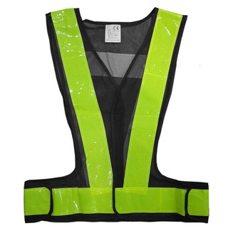 เสื้อกั๊กสะท้อนแสง ทรงวี Fluorescent แถบ 3 นิ้ว