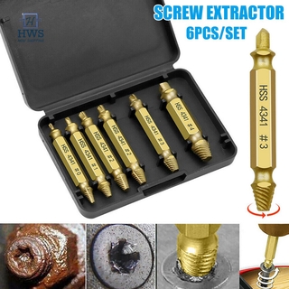 6pcs Screw Remover Damaged Screw Extractor Broken Bolt Screws Removal Tool High Speed Steel