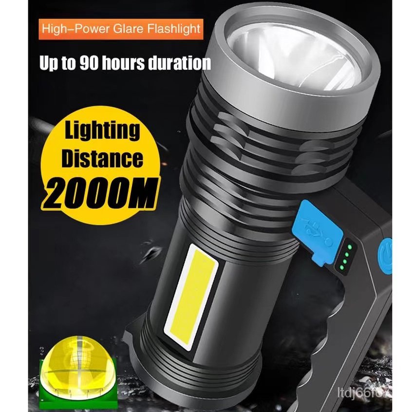 Torch Light Rechargeable Up To 2000M Super Bright LED Flashlight ...