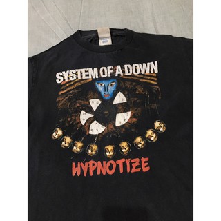 เสื้อยืดผ้าฝ้ายพิมพ์ลายแฟชั่นเสื้อวงมือสอง VINTAGE 00s SYSTEM OF A DOWN HYPNOTIZE Size S มือ2